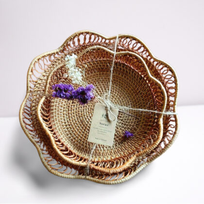 Wicker Serving Tray Set - 2pcs